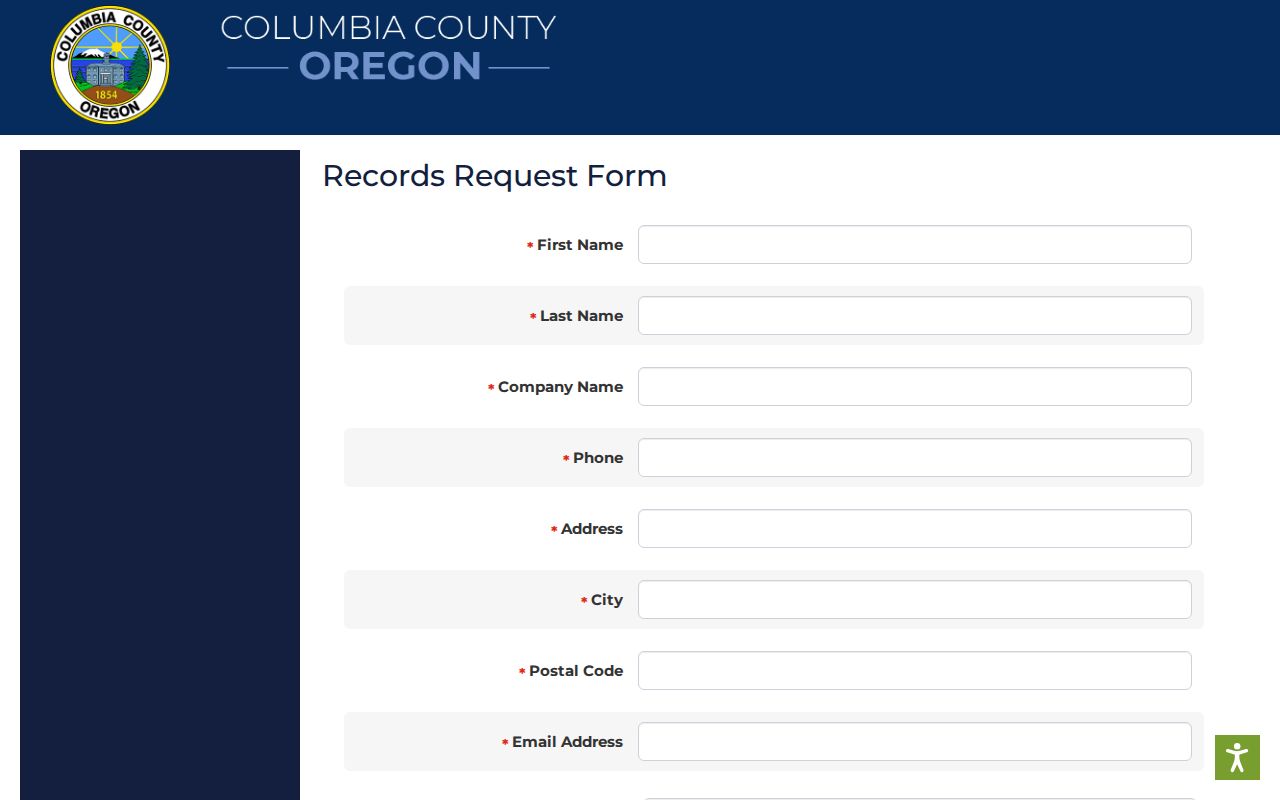 Columbia County arrest record public records request form