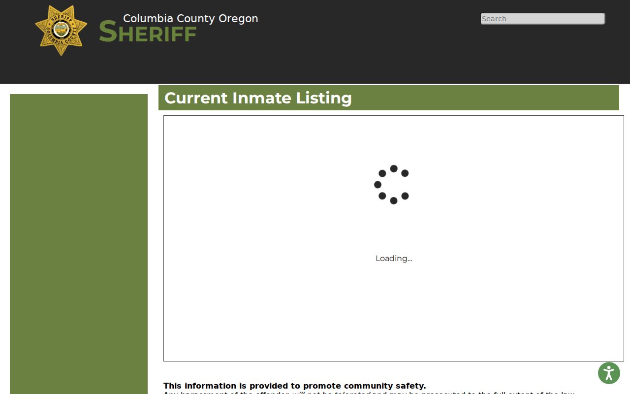 Columbia County arrest search current inmate listing