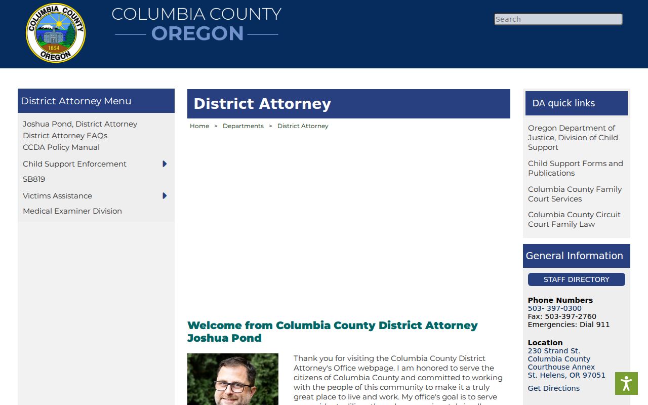 Columbia County District Attorney office information